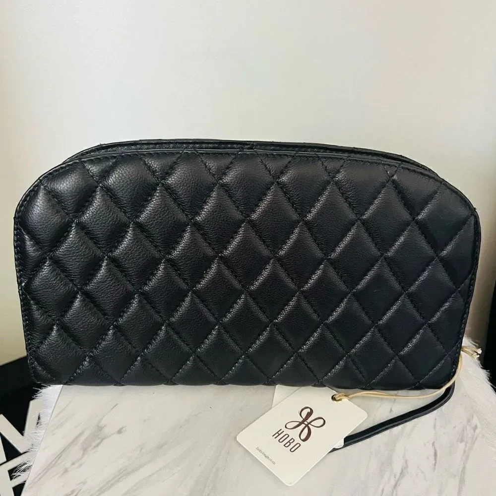 HOBO‎ Cole Quilted Leather Clutch Bag, Classic Chic Party Bag, Black, NWT